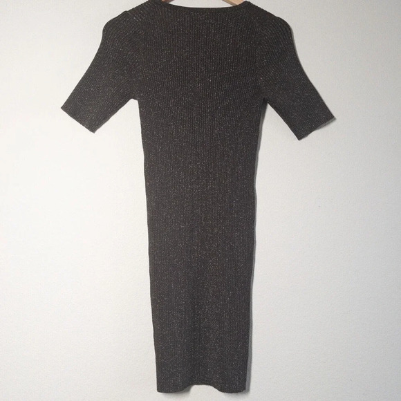 Michael Stars Mae Ribbed Sweater Dress New Bodycon Brown Shimmer Medium Petite - Picture 6 of 7